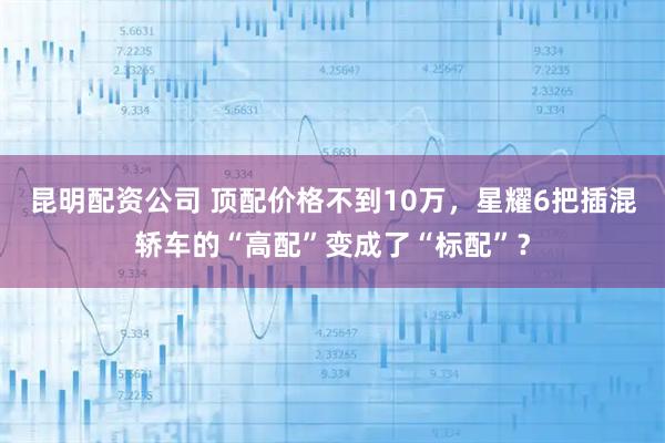 昆明配资公司 顶配价格不到10万，星耀6把插混轿车的“高配”变成了“标配”？