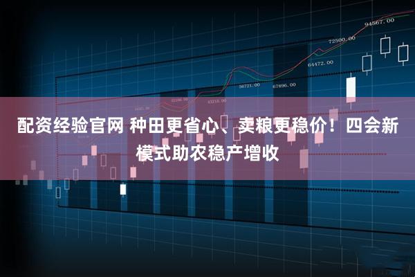 配资经验官网 种田更省心、卖粮更稳价！四会新模式助农稳产增收